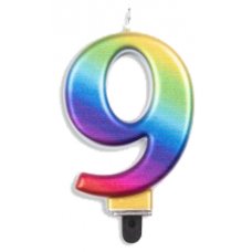 (image for) Jumbo Number 9 Candle Rainbow